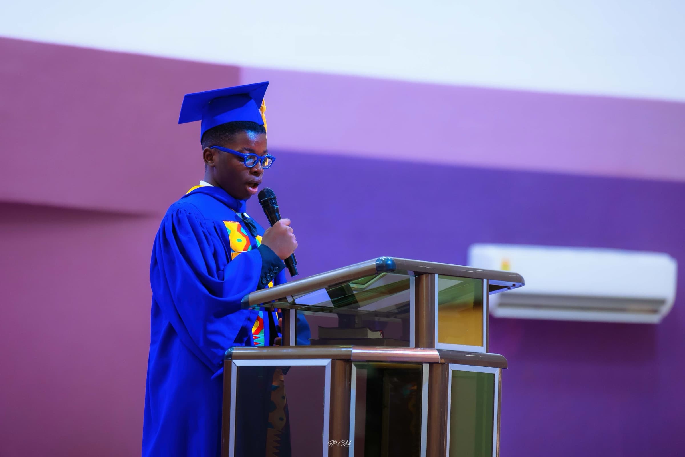 A HABIS graduate delivering an address at the ceremony