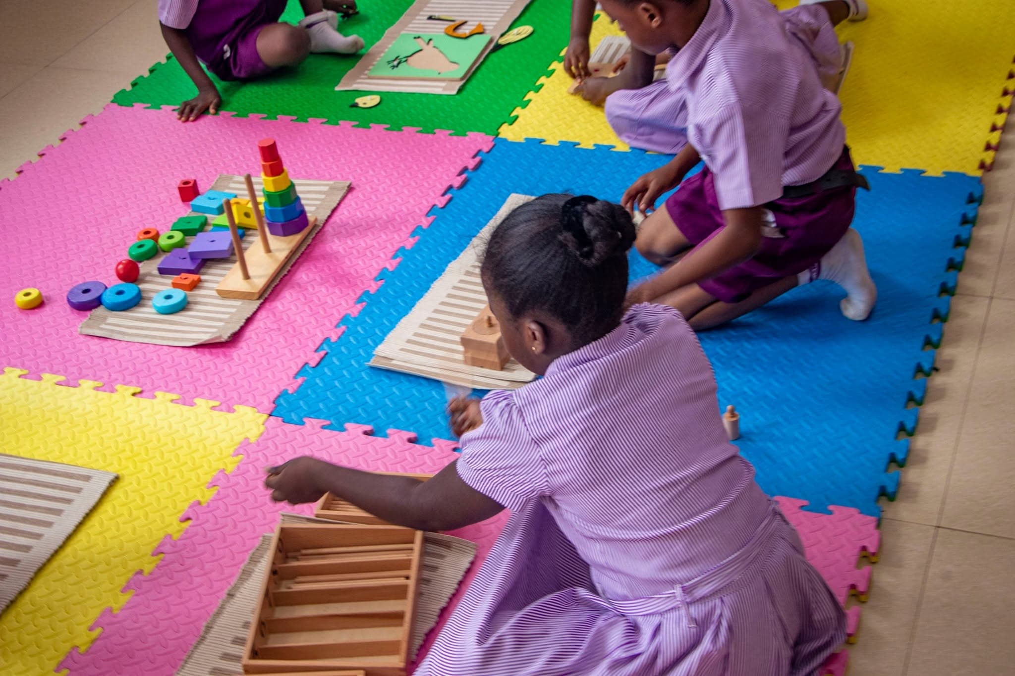 Montessori floor activities in pre-school